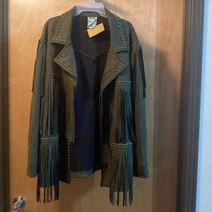 Vocal Green Fringe Jacket